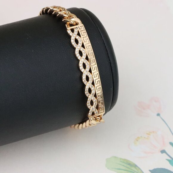 "Rose Gold Greek Key Infinity Chain Bracelet, XPBL0967 - Picture 6 of 13